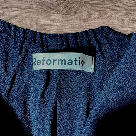 Reformation Dietrich Midi Black Dress with Piazza Floral Print & Tie Back Detail - Picture 6 of 7